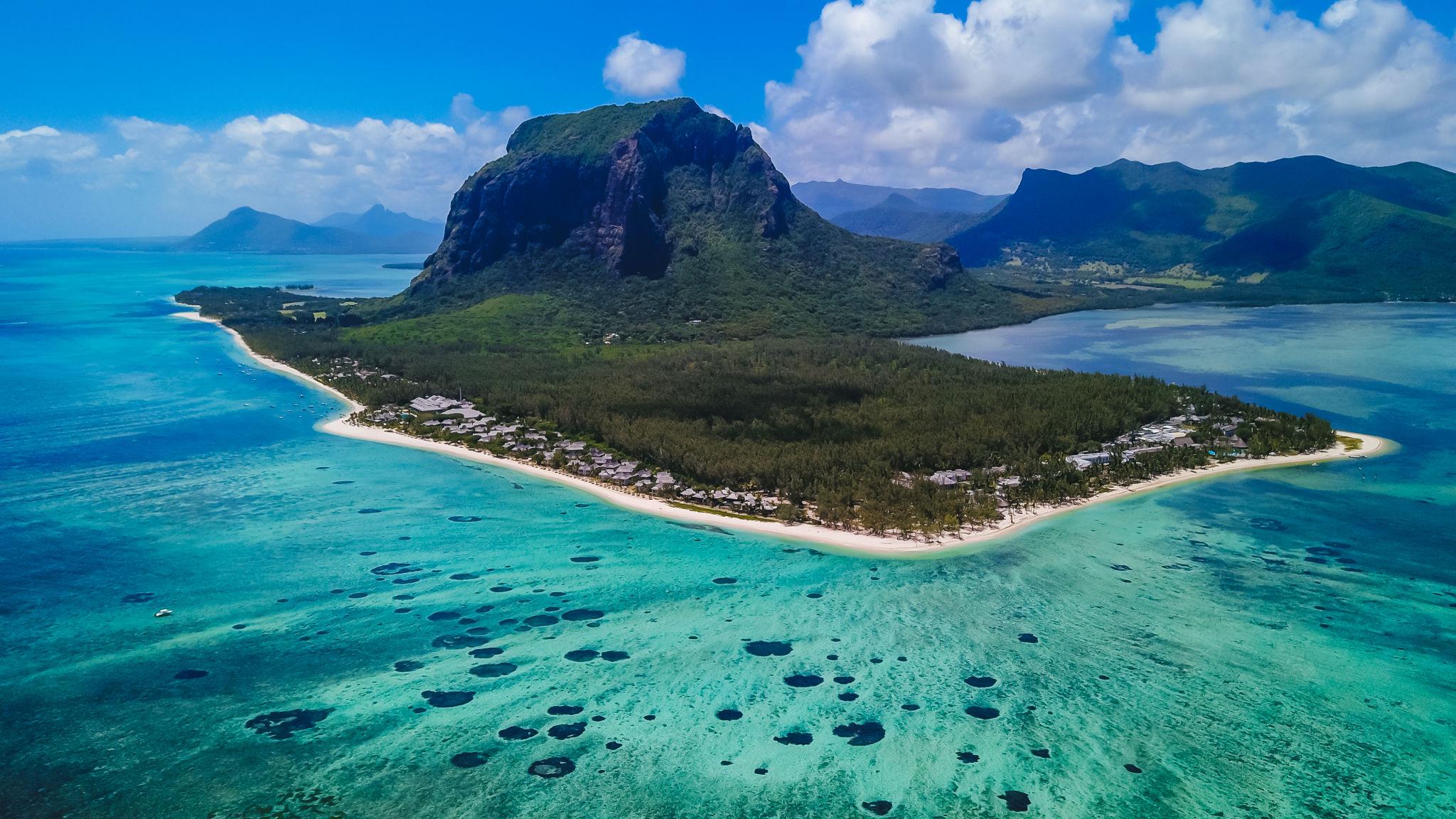 Aerial view of Le Morne Brabant, Mauritius